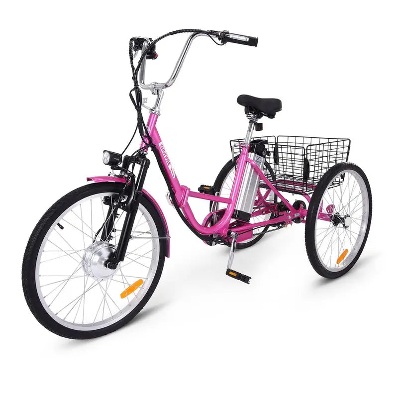 Adult Electric Tricycle - 7-Speed Folding E-Trike, 24in Wheels, 36V 10Ah Removable Battery, 250W Motor, 330-Lb Load Capacity