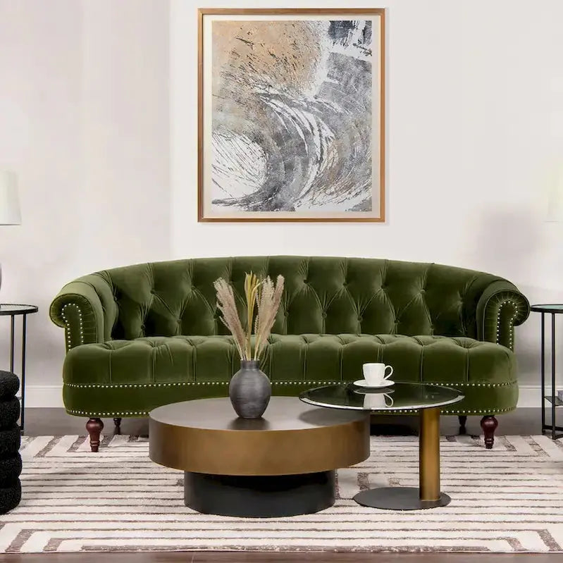 Jennifer Taylor Home La Rosa Chesterfield Sofa, 84-inch Velvet Tufted Upholstery - La Rosa 84 Mid