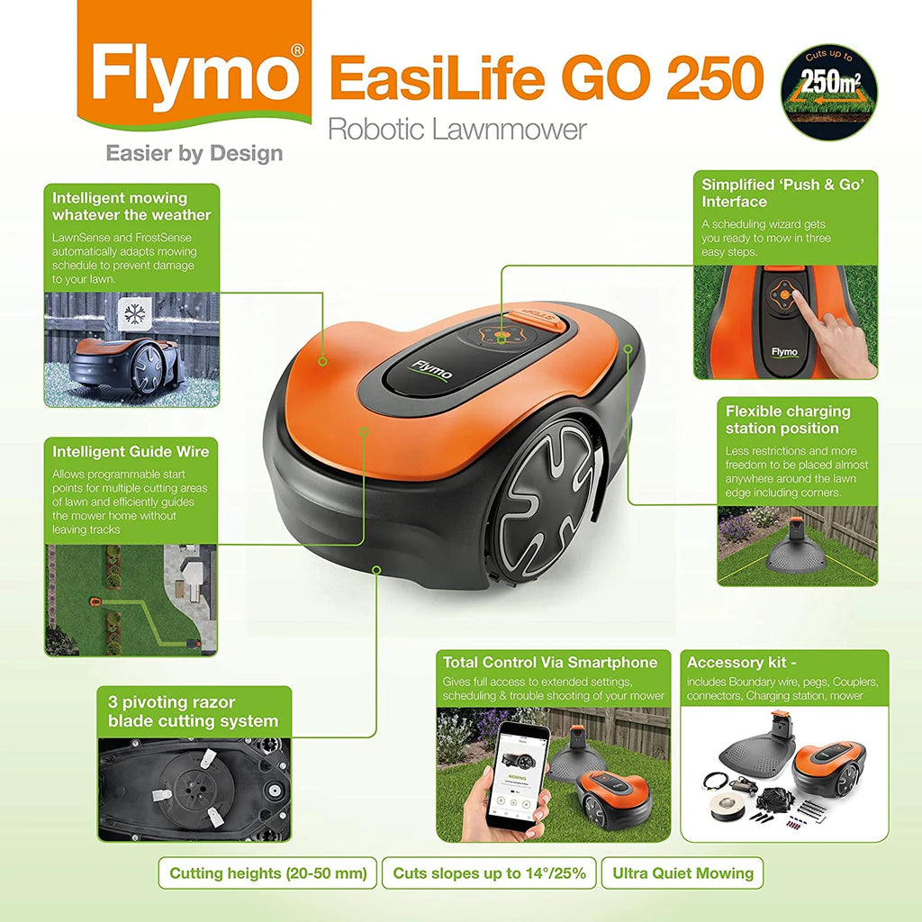 EasiLife 500 GO Robotic Lawn Mower, 500m2, Orange and Grey - 9704632-01