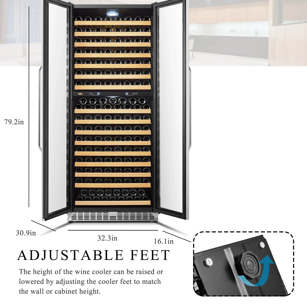 Lanbo 32 Inch 287 Bottle Dual Zone Compressor Freestanding Wine Refrigerator - LW328DD