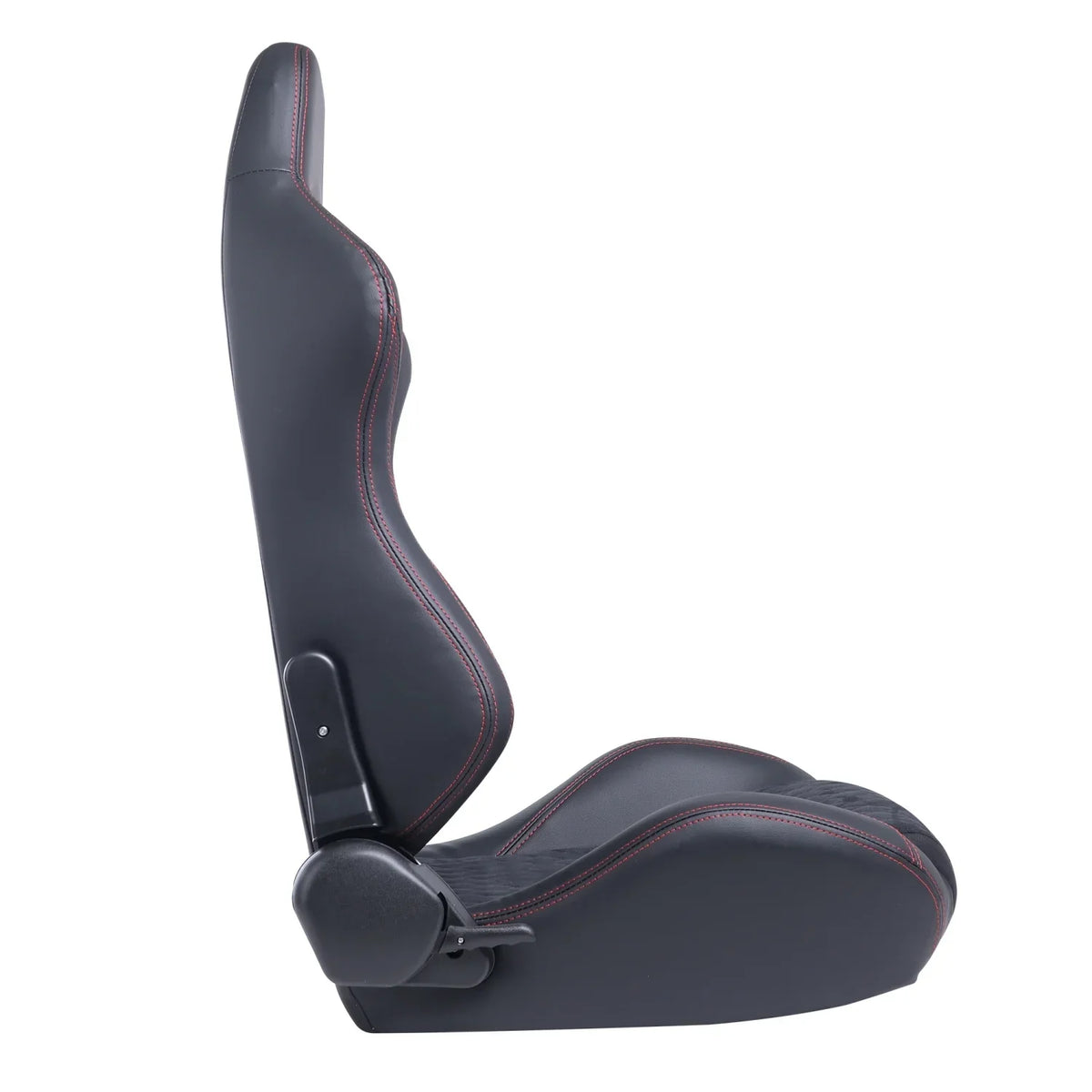 Racing Seats With Double Slider, PVC And Suade Material, Black - Set Of 2 Pieces