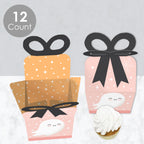 Big Dot of Happiness Pastel Halloween - Square Favor Gift Boxes - Pink Pumpkin Party Bow Boxes - Set of 12