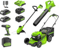 Greenworks 48V (24V x 2) 21 in Brushless Self-Propelled Mower, 12 in String Trimmer And 320 CFM Blower - CK24L5242