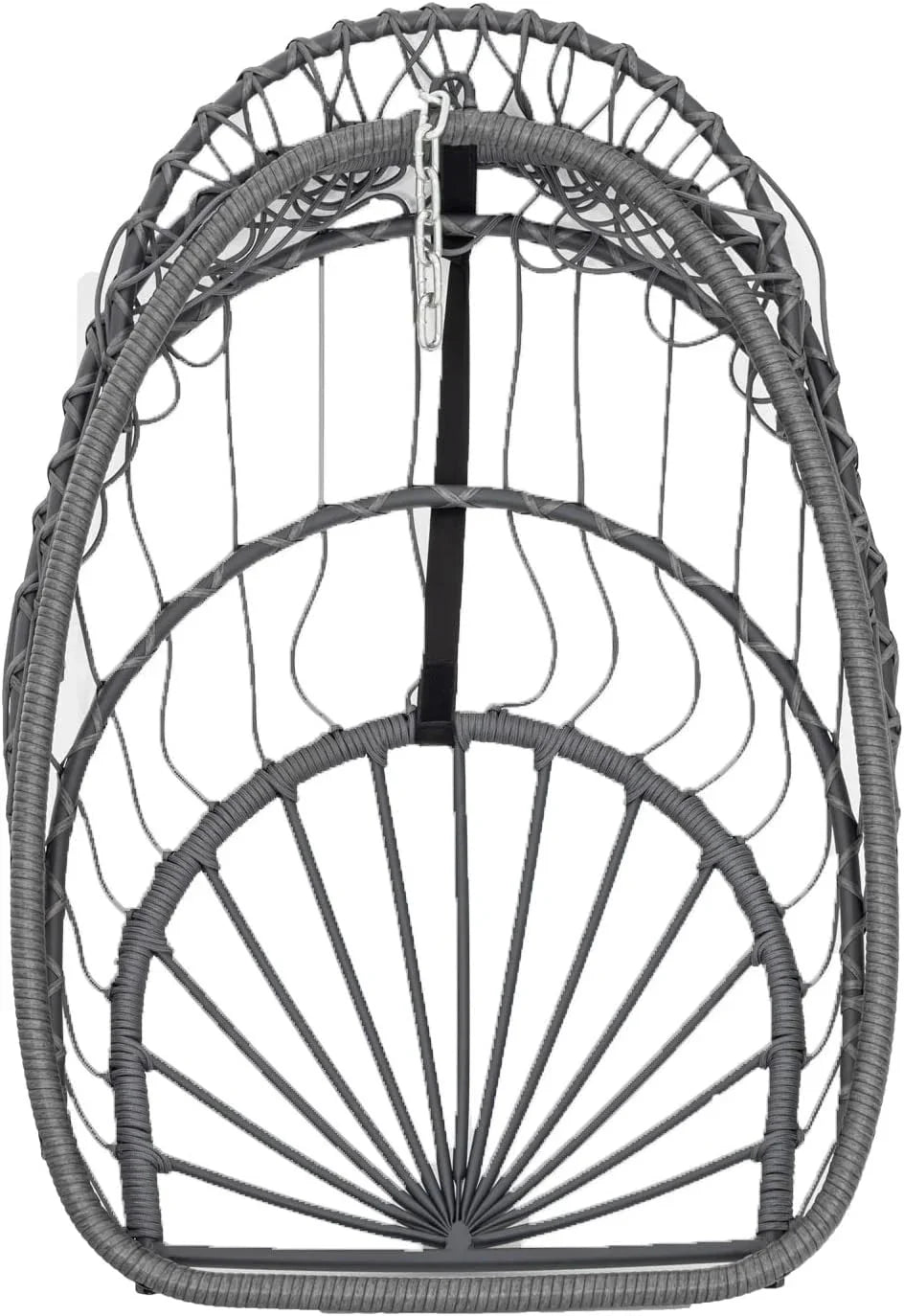 Yechen Indoor Outdoor Wicker Hanging Egg Chair With Stand, 38 x 38 x 78 Inches, 350 lbs, Charcoal Grey - EG-001