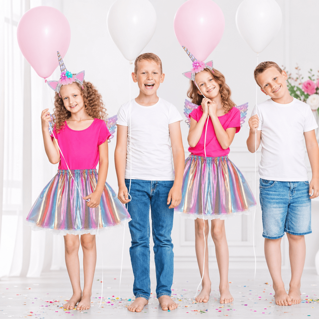 Unicorn Costume for Girls, Tutu Skirt Wings Unicorn Headband Princess Outfit for Birthday Halloween Christmas Cosplay Dress Up
