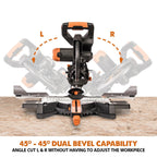 Evolution Dual Bevel Sliding Miter Saw With 10 in Multi-Material Cutting Blade - R255SMS-DB+