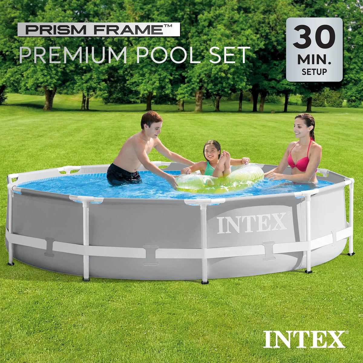 Intex Prism Frame Above Ground Swimming Pool 14ft x 42in With Pump - 26719EH