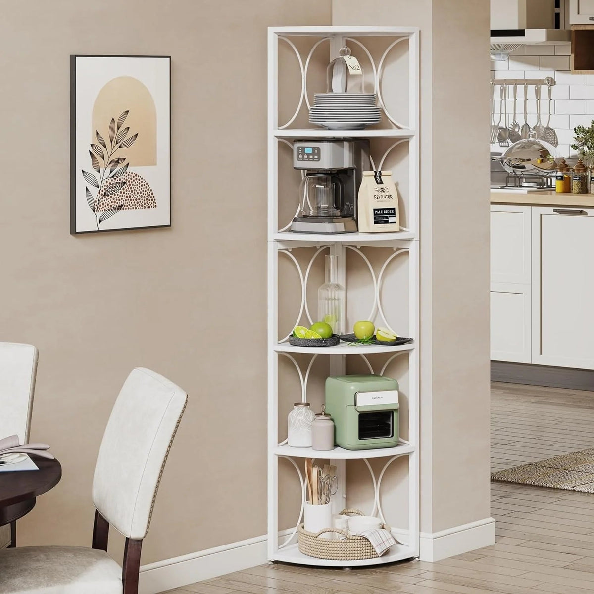 67 Inch Tall 6-Tier Freestanding Corner Bookshelf and Storage Shelving Unit