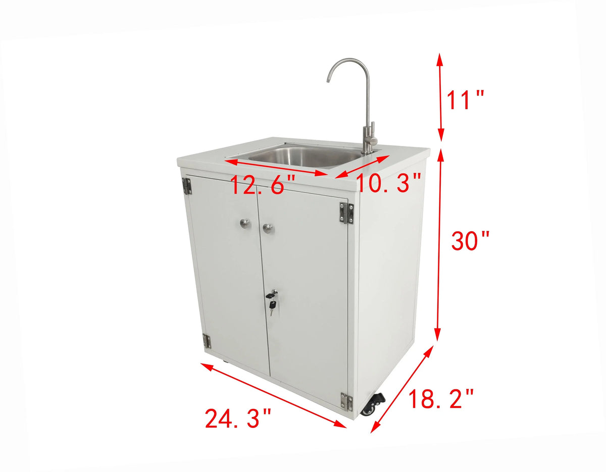 FixtureDisplays Portable Self-Contained Hand Wash Station With Built-In Pump, 24 X 18 X 30 in Cabinet - 10094