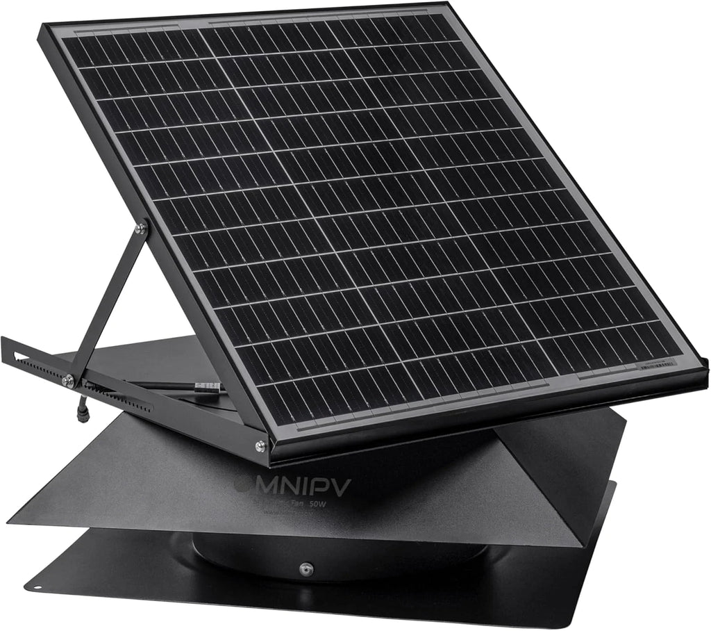Wall Mount Solar Exhaust Fan, Black, 35W, 1200 CFM