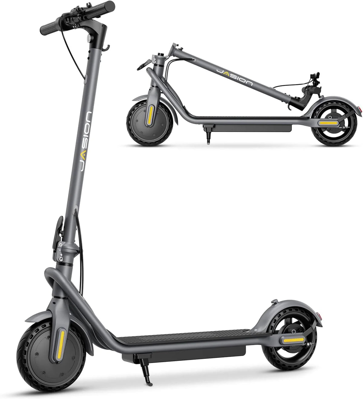 Jasion Electric Kick Scooter, 500W Peak, Up To 15.5 MPH, 19 Miles, Grey - JS2