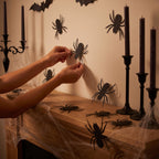 Paper Spider Wall Creatures Decoration, Black, 12 Pieces, Halloween by Way To Celebrate