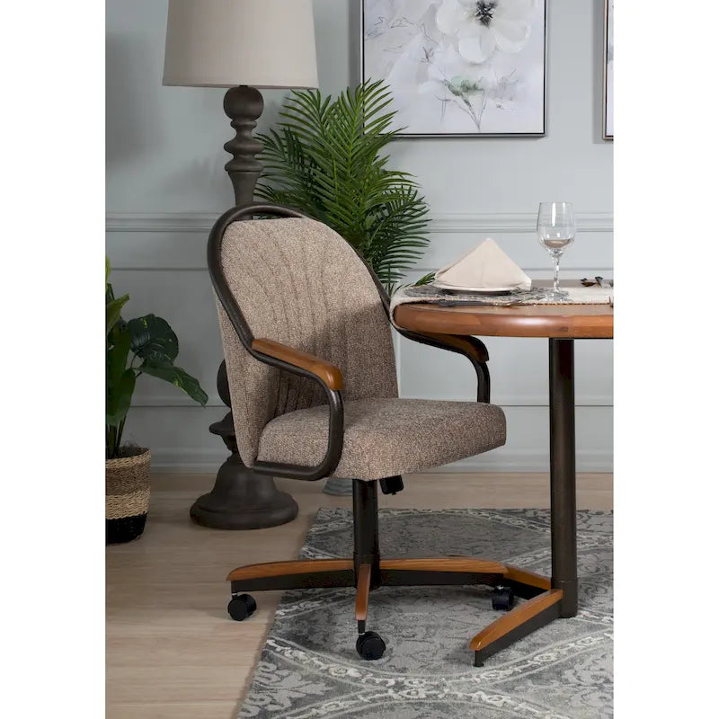 Casual Dining Cushion Swivel-and-Tilt Rolling Caster Chair, 38 Inches H x 24 Inches W x 22 Inches D