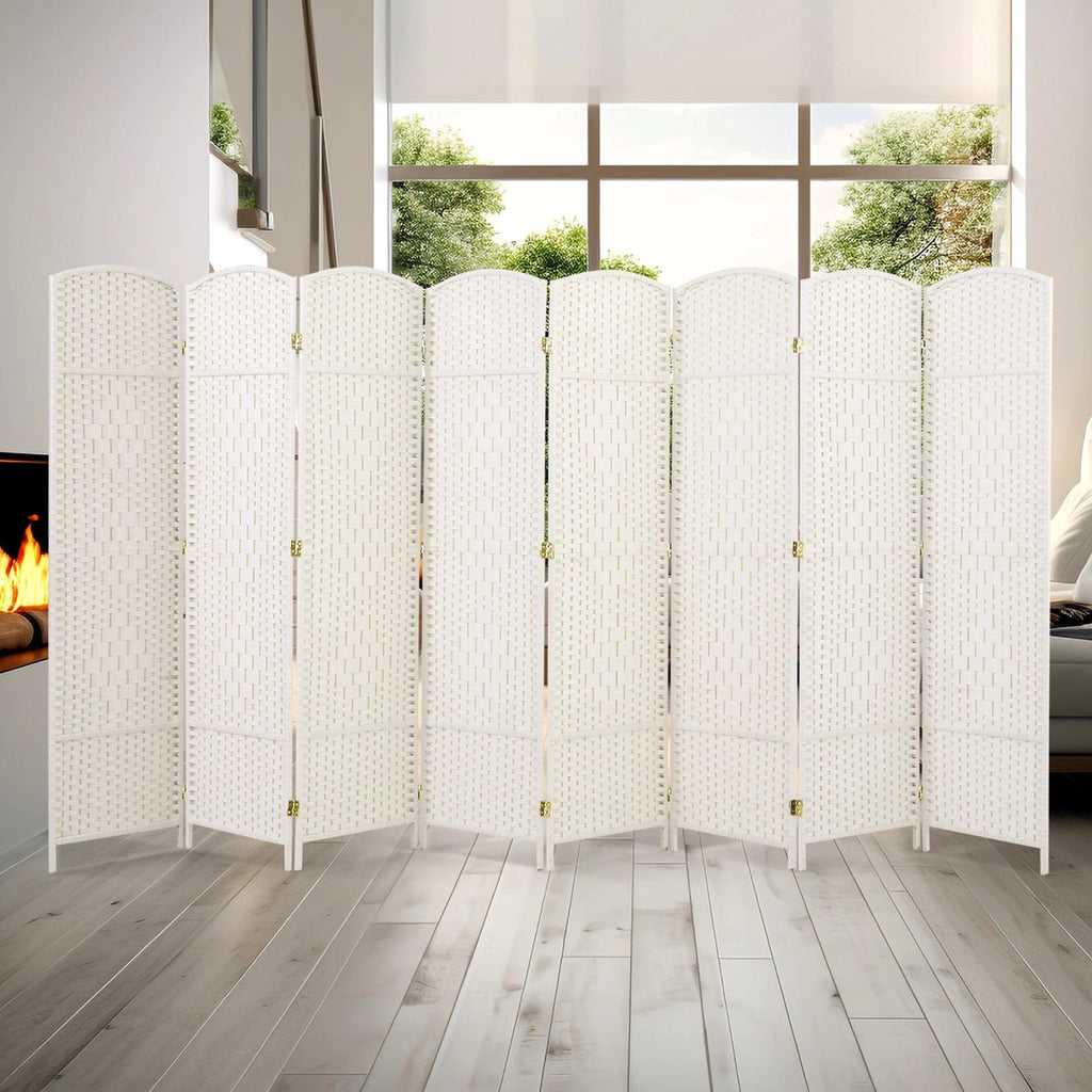 Freestanding Folding Woven Fiber Room Divider Privacy Screen - 6 Ft Tall