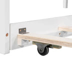 White Twin Size L-Shaped Platform Bed With Trundle And 2 Drawers