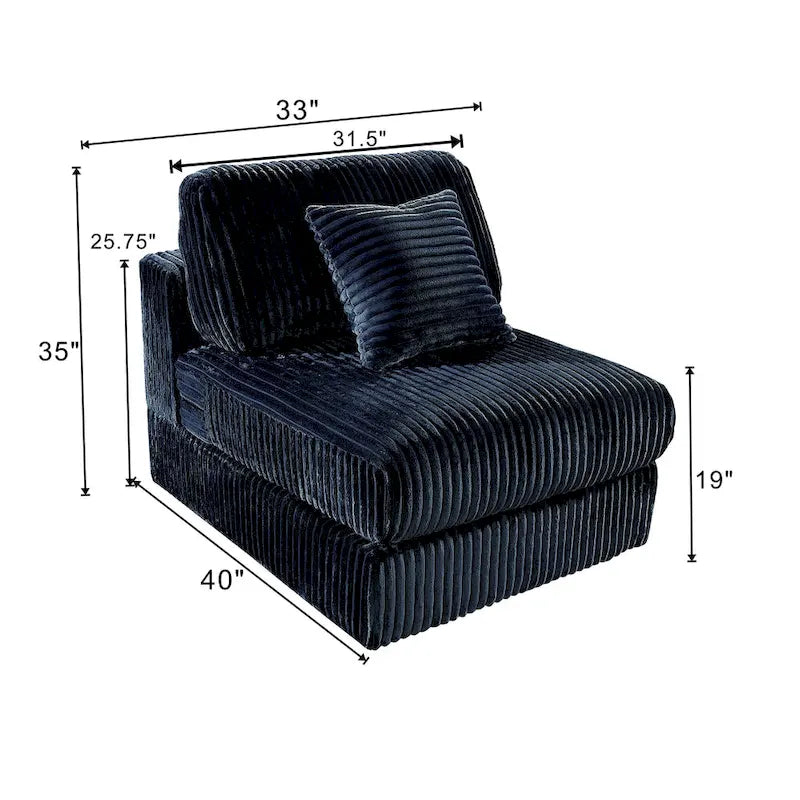 6-Piece Corduroy Upholstered L-Shaped Modular Sectional Sofa