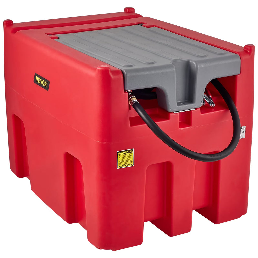 VEVOR Portable Diesel Fuel Tank, 116 Gallon, 10 GPM, 12V, 13.1 ft Hose, Red - YDIES4OOL-E
