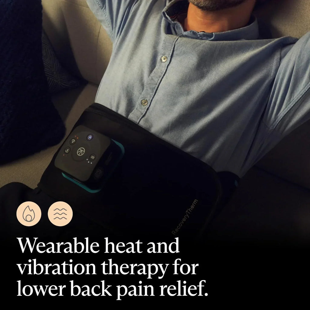 Therabody RecoveryTherm Back Hot Vibration Wrap, Black, One Size - RecoveryTherm Hot Vibration Back and Core