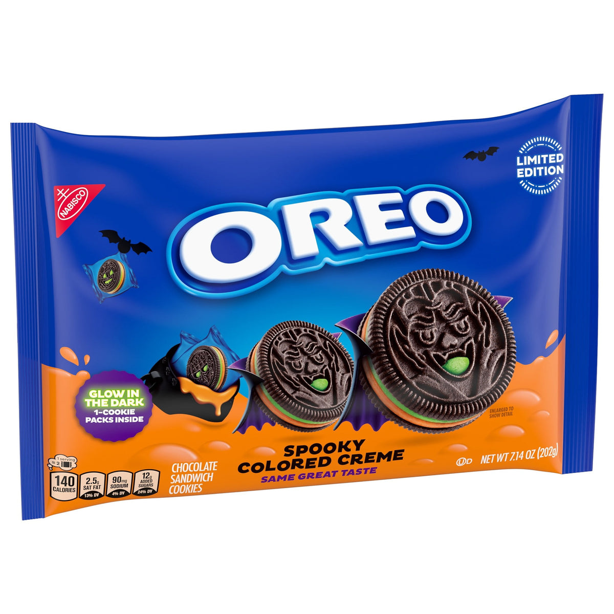 OREO Green and Orange Creme Chocolate Sandwich Cookies, Halloween Cookies, 14 Snack Packs