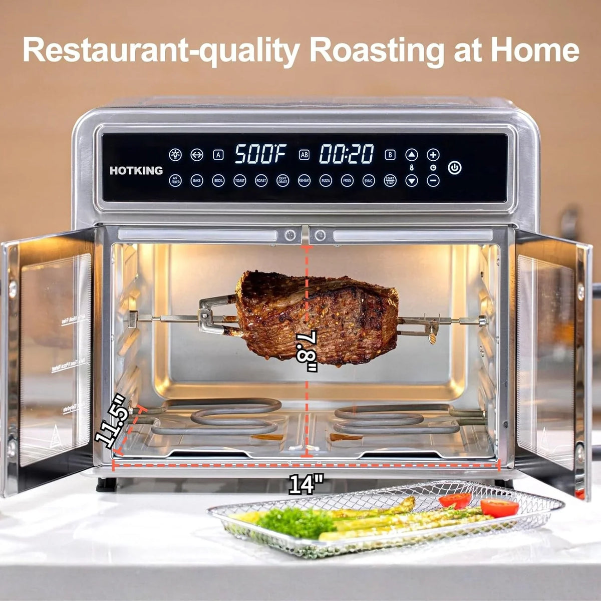 HotKing Dual-Zone Air Fryer Toaster Oven Combo, 28 QT Stainless Steel - KATO-28A1