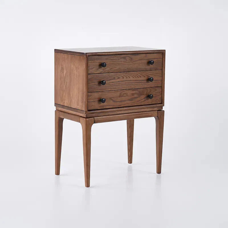 Walnut Ash Wood Chest Cabinet With 3 Drawers, 23.6 x 14.2 x 31.5 in