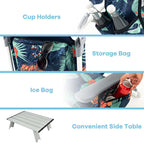 2-Pack 5-Position Outdoor Folding Backpack Beach Chairs With Side Table Set
