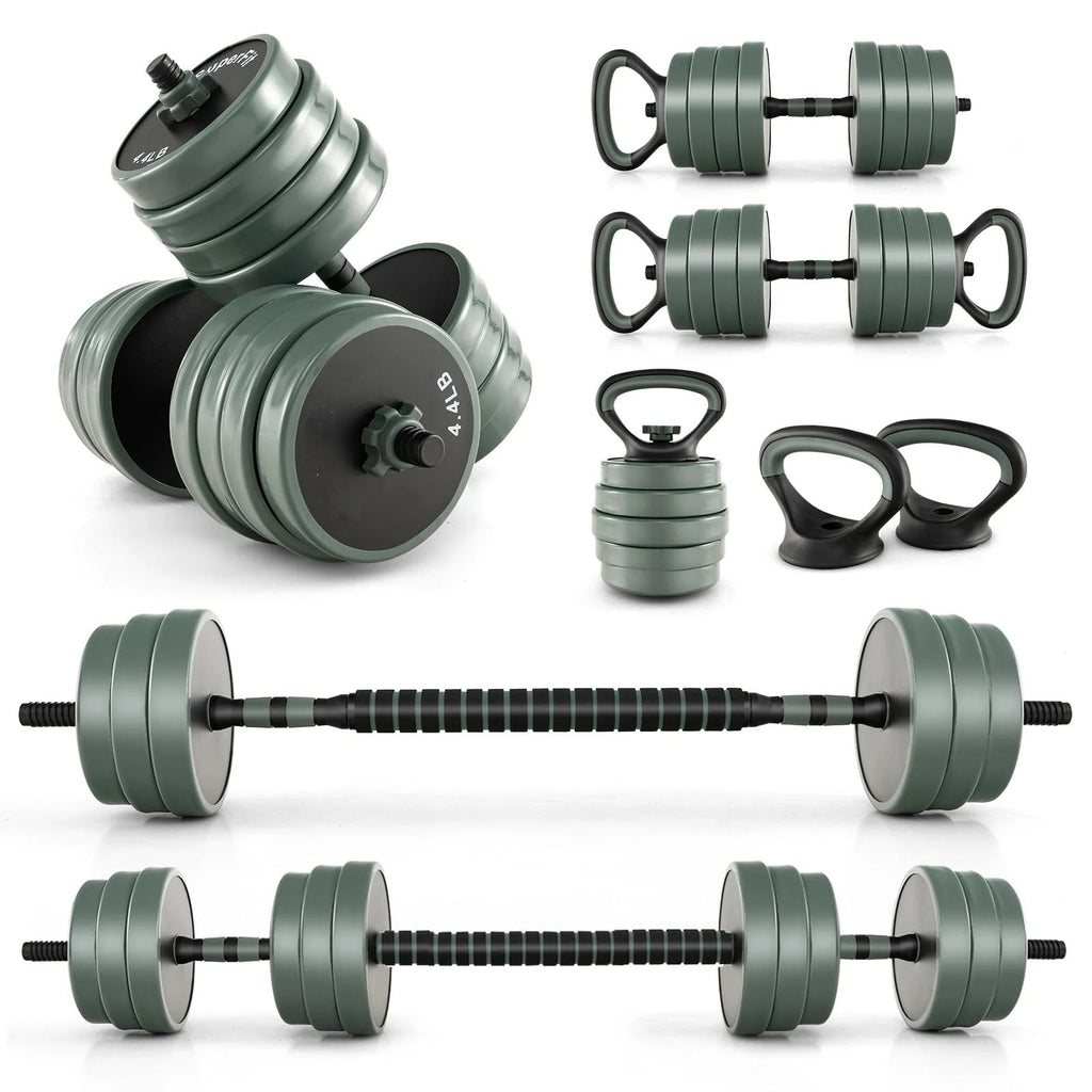 Adjustable Dumbbell Set, 92 Lbs, Black + Grey