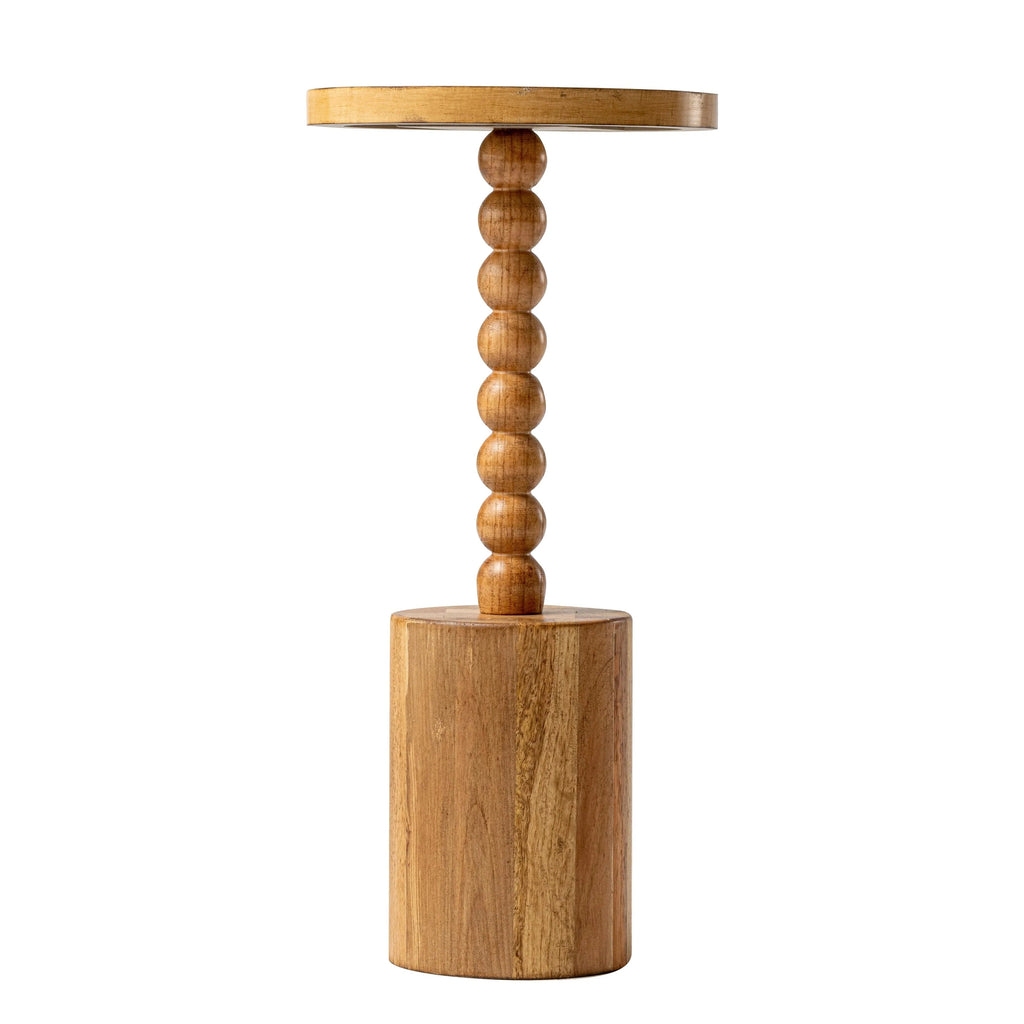 Wood Round Pedestal End Table With MDF Top And Solid Fir Wood Base