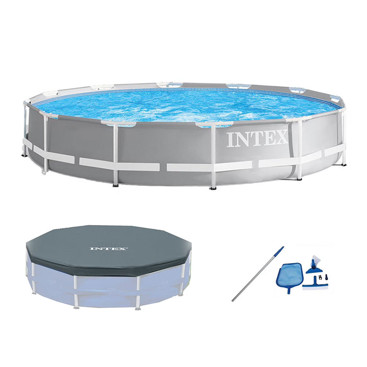 Intex Prism Frame Above Ground Swimming Pool 14ft x 42in With Pump - 26719EH
