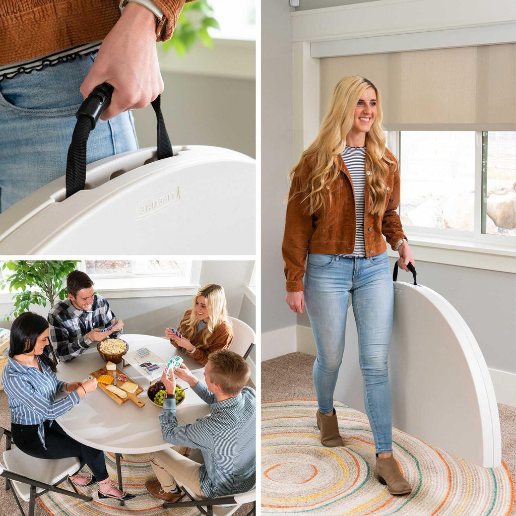 Lifetime 48 inch Round Fold-In-Half Table, White Granite - 280064