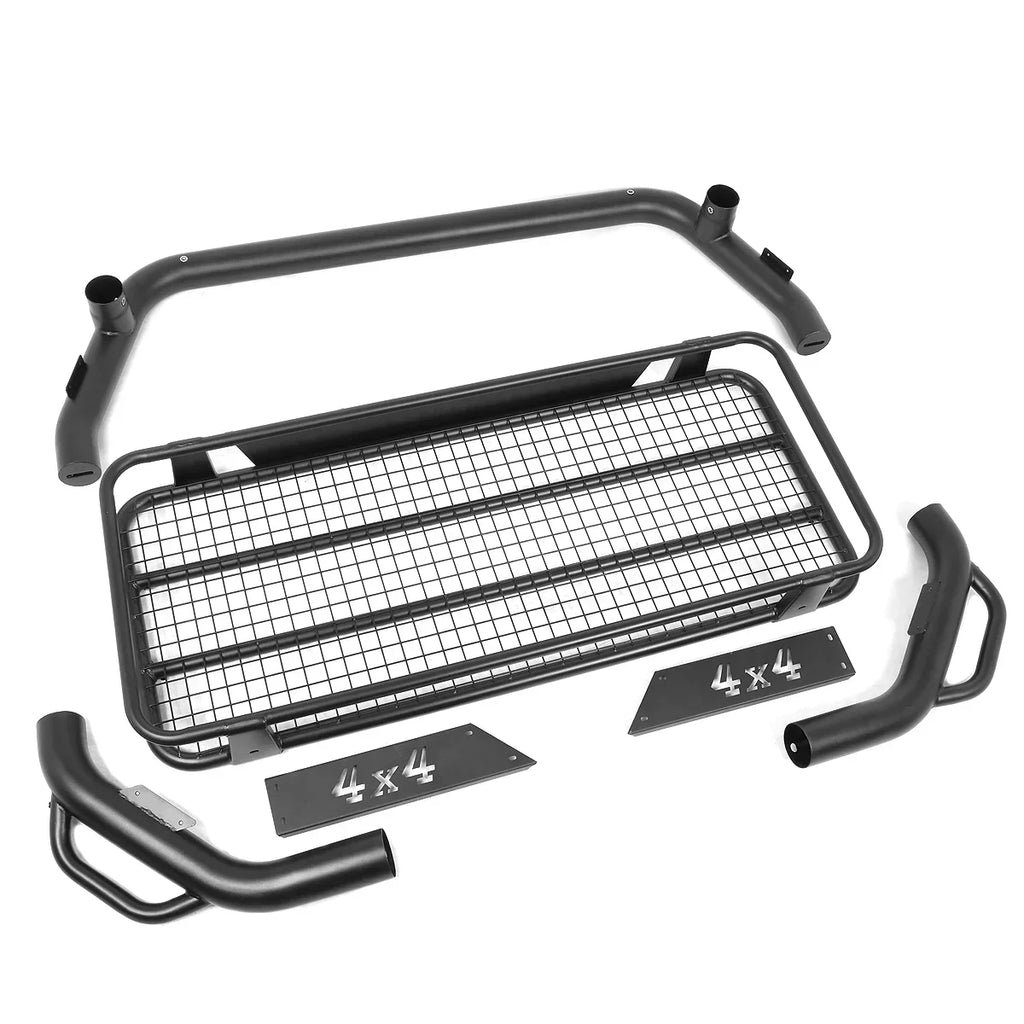 DNA Motoring Toyota Tacoma 2015-2019 Truck Bed Aluminum Roll Bar With Roof Cargo Rack, 3 in Tubing - TCRB-002
