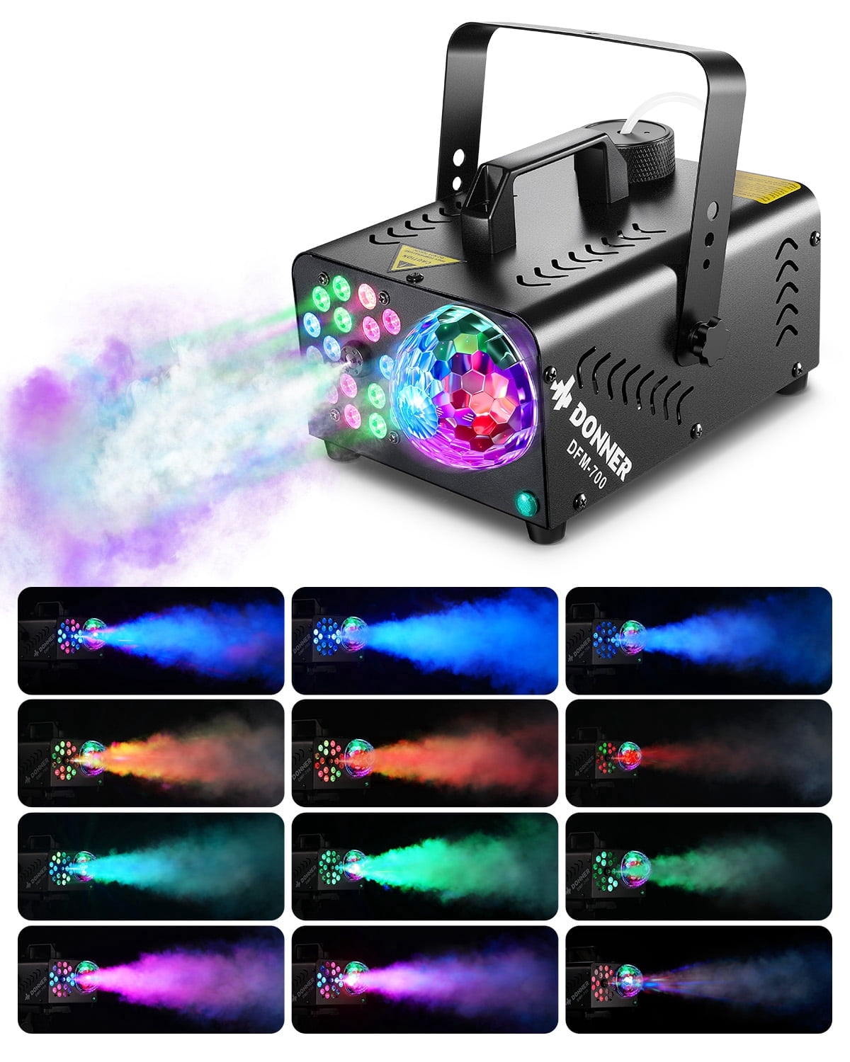 Donner Halloween Fog Machines 600W, 3000 CFM, 13 Colors, 12 RGB LED Lights, Smoke Machine for Party Wedding