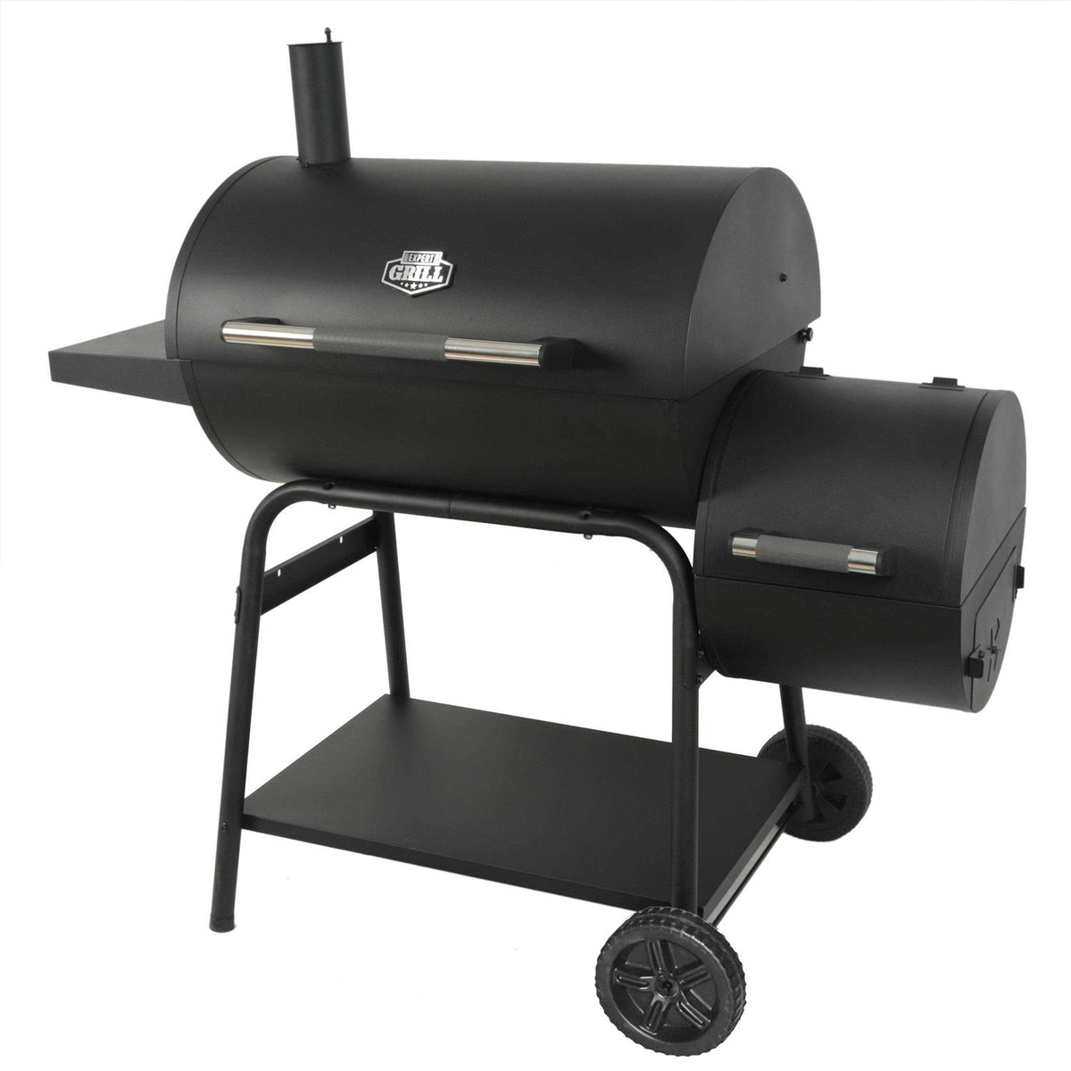 Expert Grill 28in Offset Charcoal Smoker Grill With Side Firebox - Black