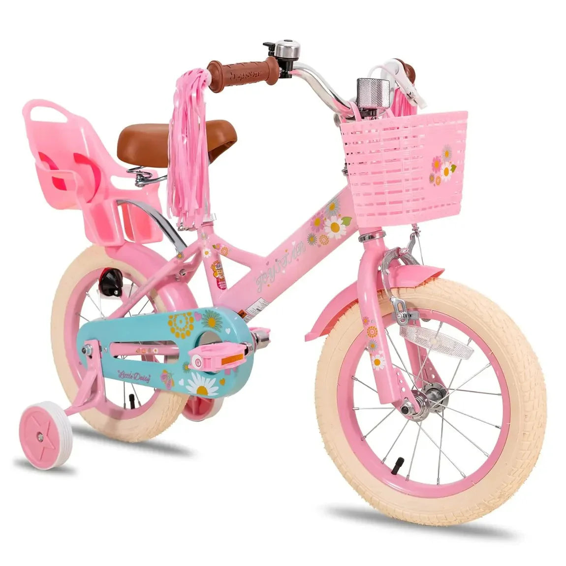 JOYSTAR Little Daisy Girls' Bike, 14 Inch, Pink With Training Wheels