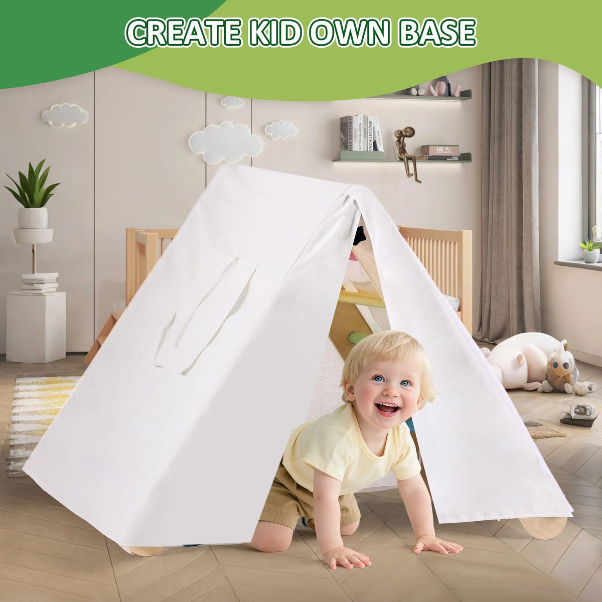 Lookfly 8-in-1 Foldable Pikler Triangle Climbing Set With Ramp - Natural-Color Or Multicolor