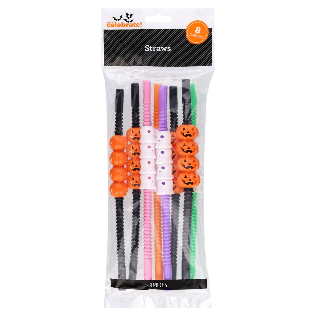 Jack-o'-Lanterns and Ghosts Plastic Straws, Multicolor, 8 Pieces, Halloween by Way To Celebrate