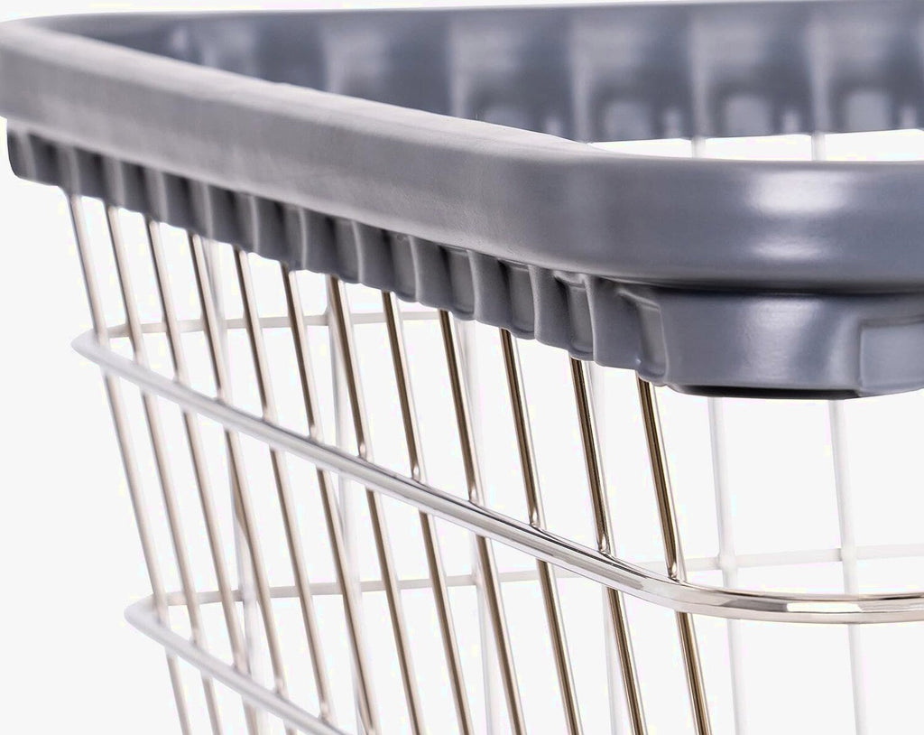 R&B Wire Products Heavy Duty Wire Laundry Cart, Chrome, 27D x 22W x 67H - 100CEC58C