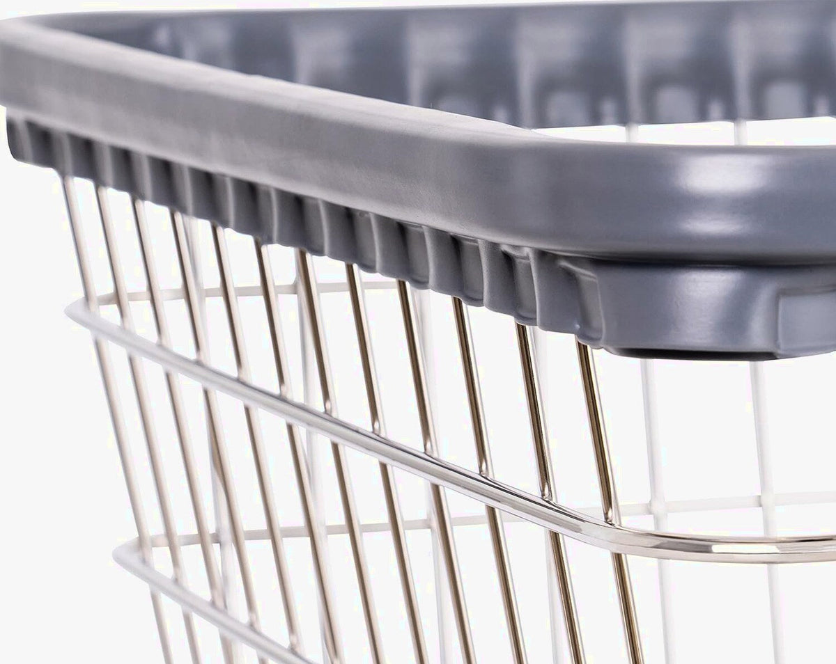 R&B Wire Products Heavy Duty Wire Laundry Cart, Chrome, 27D x 22W x 67H - 100CEC58C