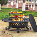 Florise 47 Inch Wood Burning Fire Pit With 2 Grills And Lid