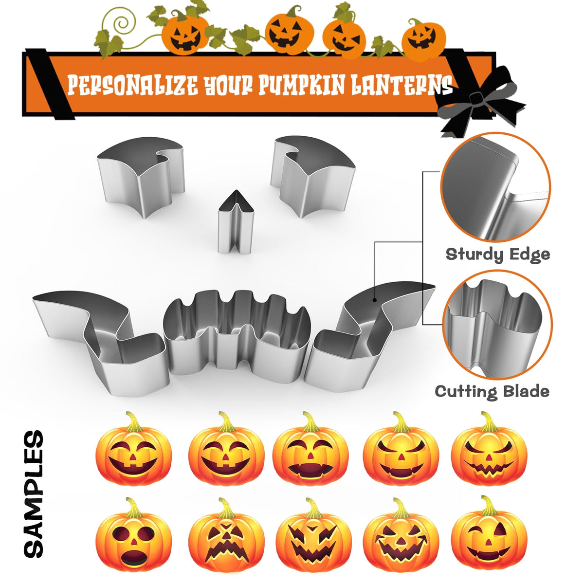 Gintenco Pumpkin Carving Tool & Kit, with Stainless Steel Molds, Decorating Kit 16pcs