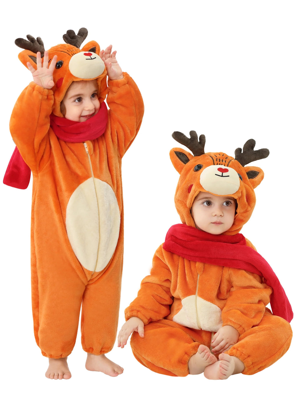 WIBACKER Infant Toddler Dinosaur Animal Fancy Dress Costume Baby Winter Flannel Hooded Romper Christmas Halloween Cosplay Jumpsuit