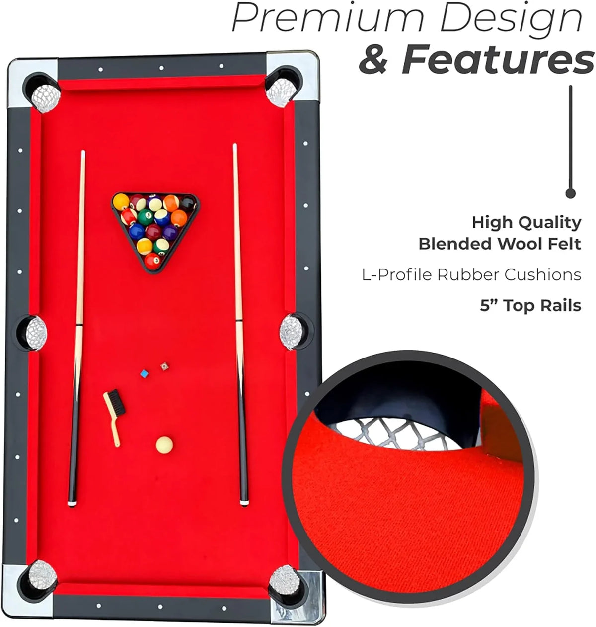 Hathaway Fairmont Portable Pool Table 6 Ft, 76 x 43.25 x 32 in - BG2574