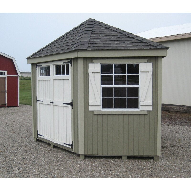 Wooden Storage Shed, 10-Ft. W x 10-Ft. D x 10-Ft. H, Primed Tan