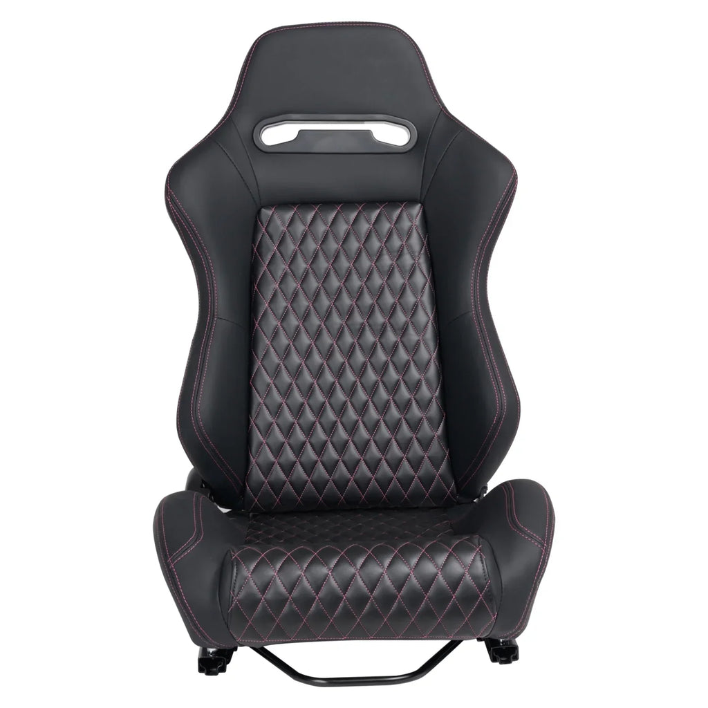 Racing Seats, PVC With Suede Material, Double Slider Design, Black - 2 Pieces