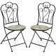 2-Piece Mosaic Folding Bistro Chairs With Ceramic Tile Seats - Black