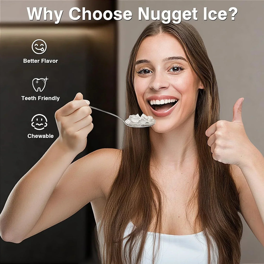 Countertop Nugget Ice Maker, 1.1 Liters, 34 lbs/24H, 8.66 x 11.30 x 12.68 inches, Black