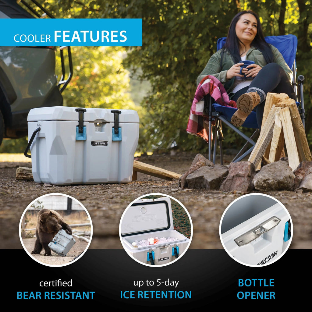 Lifetime Bear-Resistant High Performance Camping Cooler, 28 qt, 20 Can Capacity, Boulder Gray - 91289