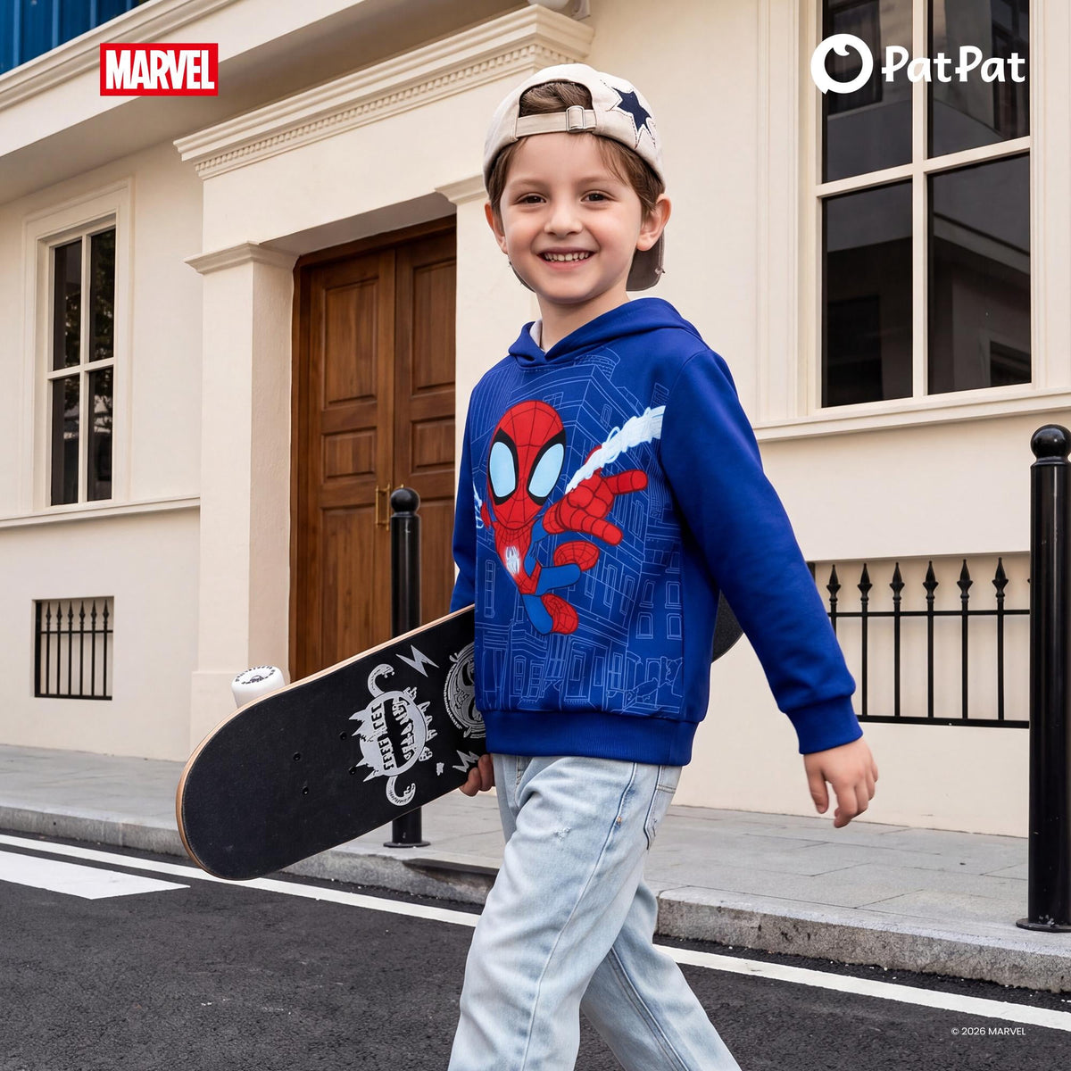 Marvel Spider-Man Boys Hoodies Peter Parker Blue Graphic Pullover Tops Halloween Sweatshirts Toddlers Kids 4-5T