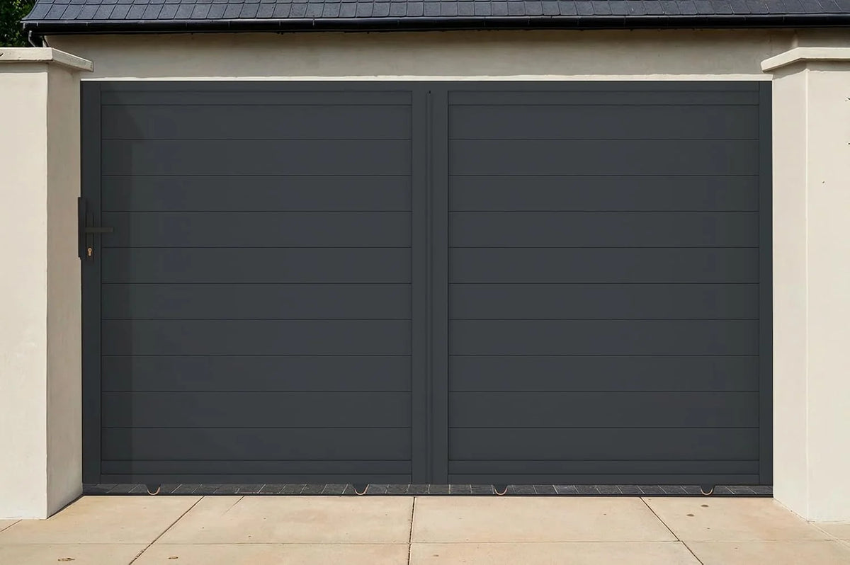 Casanoov Aluminum Swing Gate 392 cm x 161 cm Anthracite Gray RAL 7016 - KIT-000024