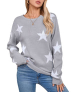 Crewneck Sweaters for Women Trendy Star Sweater Casual Pullover Sweaters Fall Lightweight Womens Sweaters Shermie